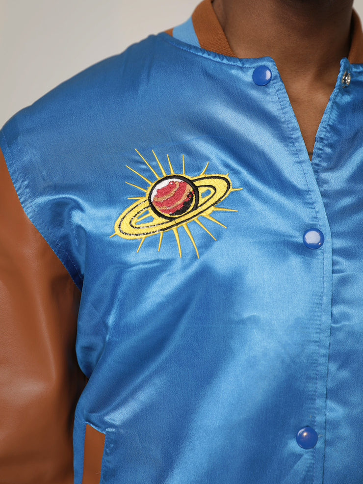 Angel Embroidered Varsity Jacket