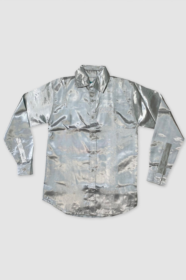 SILVER CHAMPAGNE STAINS SATIN SHIRT