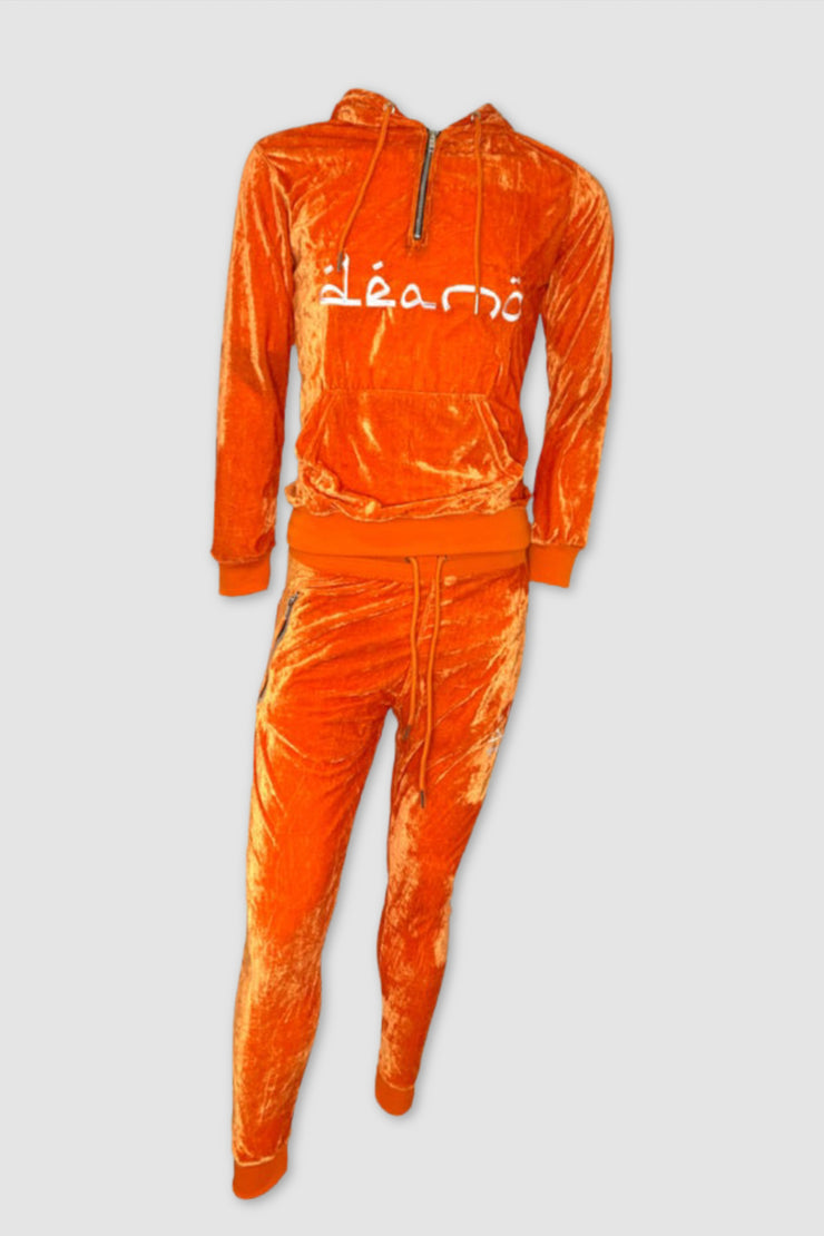 Velour tracksuit orange best sale