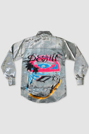 SILVER CHAMPAGNE STAINS SATIN SHIRT