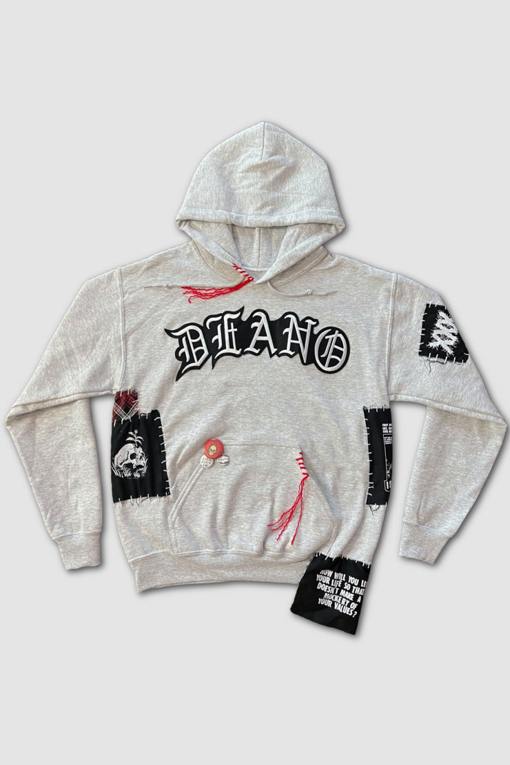 GREY BAD ENDING STITCHED HOODIE